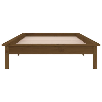 LED Bed Frame without Mattress Honey Brown 90x190 cm Solid Wood Payday Deals