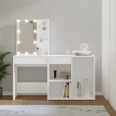 LED Dressing Table with Cabinet White Engineered Wood Payday Deals