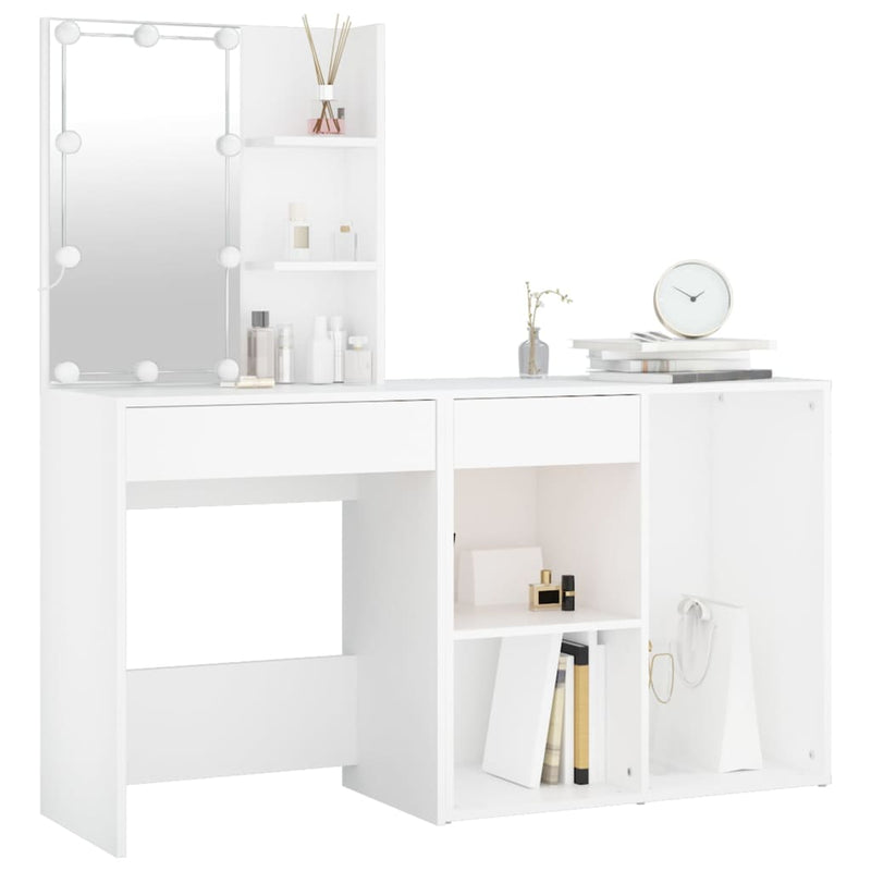 LED Dressing Table with Cabinet White Engineered Wood Payday Deals