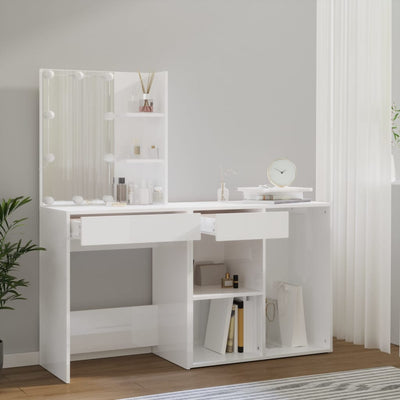 LED Dressing Table with Cabinet White Engineered Wood Payday Deals