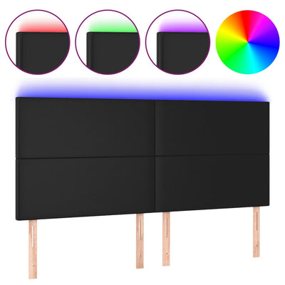 LED Headboard Black 160x5x118/128 cm Faux Leather Payday Deals