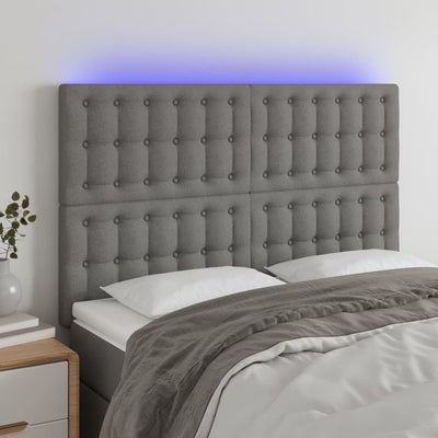 LED Headboard Dark Grey 144x5x118/128 cm Fabric Payday Deals