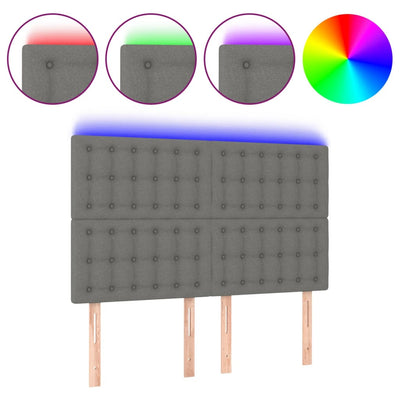 LED Headboard Dark Grey 144x5x118/128 cm Fabric Payday Deals