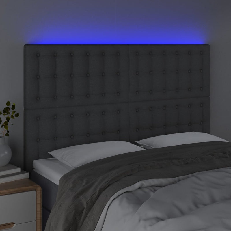 LED Headboard Dark Grey 144x5x118/128 cm Fabric Payday Deals