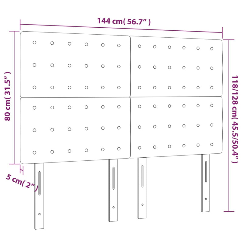 LED Headboard Dark Grey 144x5x118/128 cm Fabric Payday Deals