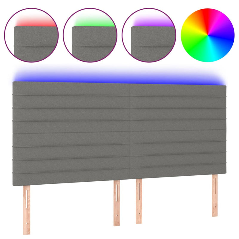 LED Headboard Dark Grey 160 cm Fabric Payday Deals