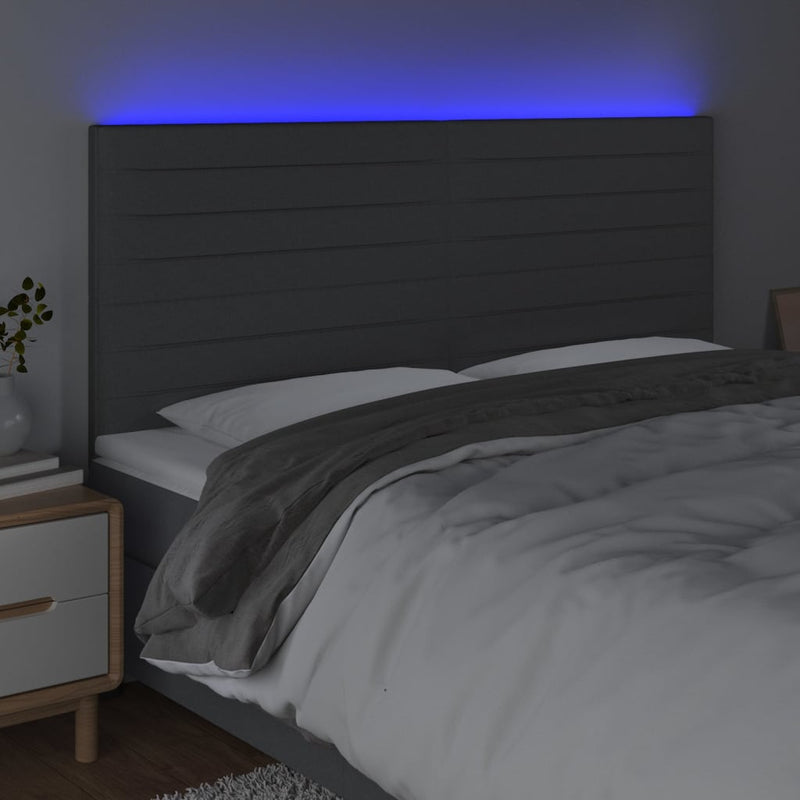 LED Headboard Dark Grey 160 cm Fabric Payday Deals