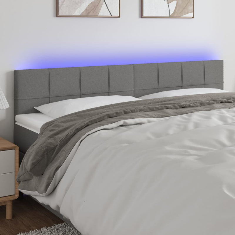LED Headboard Dark Grey 160 cm Fabric Payday Deals