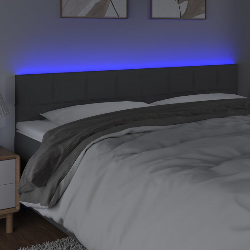 LED Headboard Dark Grey 160 cm Fabric Payday Deals