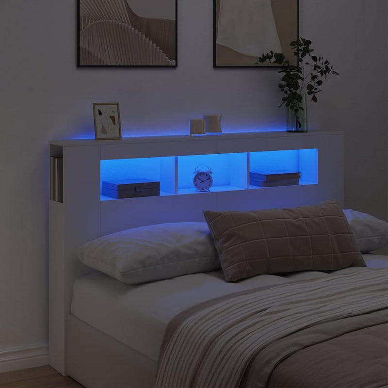 LED Headboard White 160 cm Engineered Wood Payday Deals
