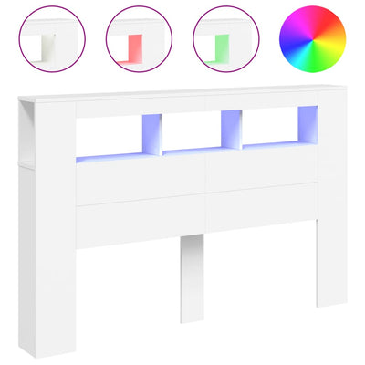 LED Headboard White 160 cm Engineered Wood Payday Deals