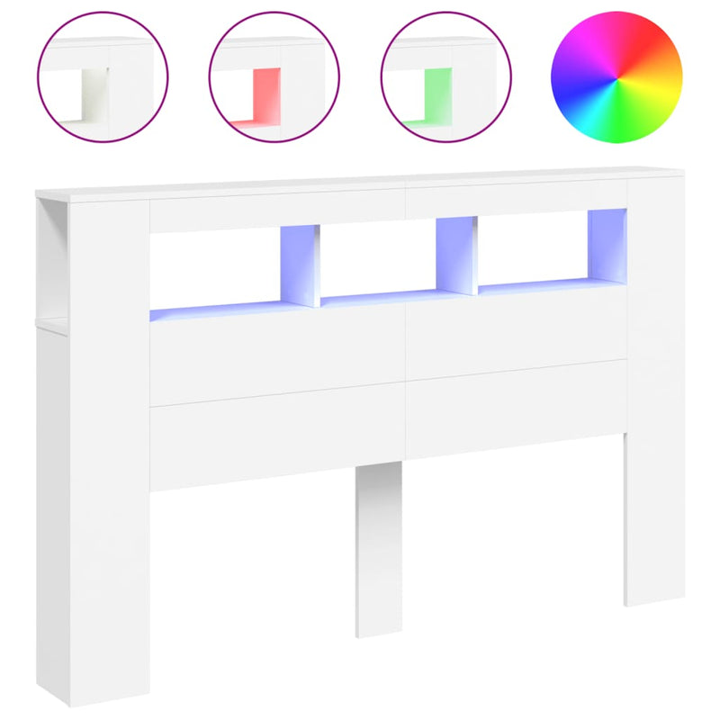 LED Headboard White 160 cm Engineered Wood Payday Deals