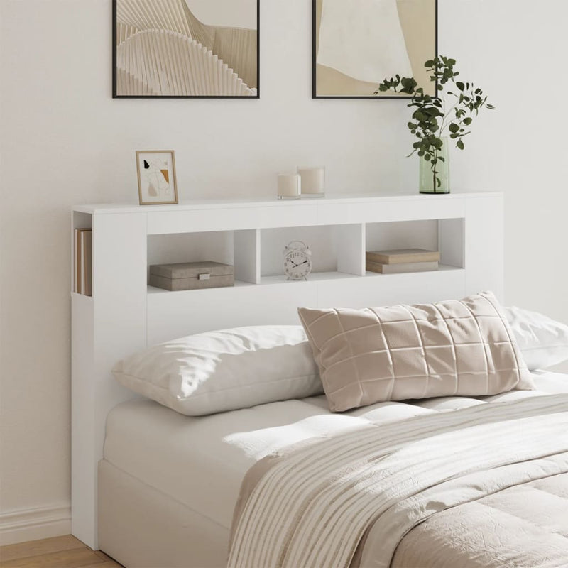 LED Headboard White 160 cm Engineered Wood Payday Deals