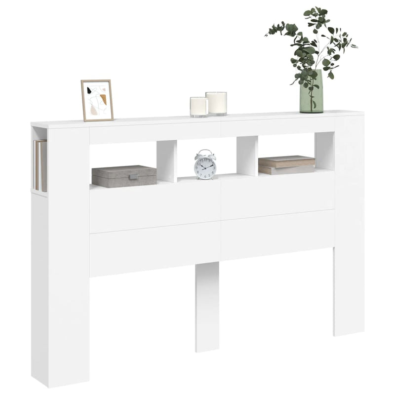 LED Headboard White 160 cm Engineered Wood Payday Deals