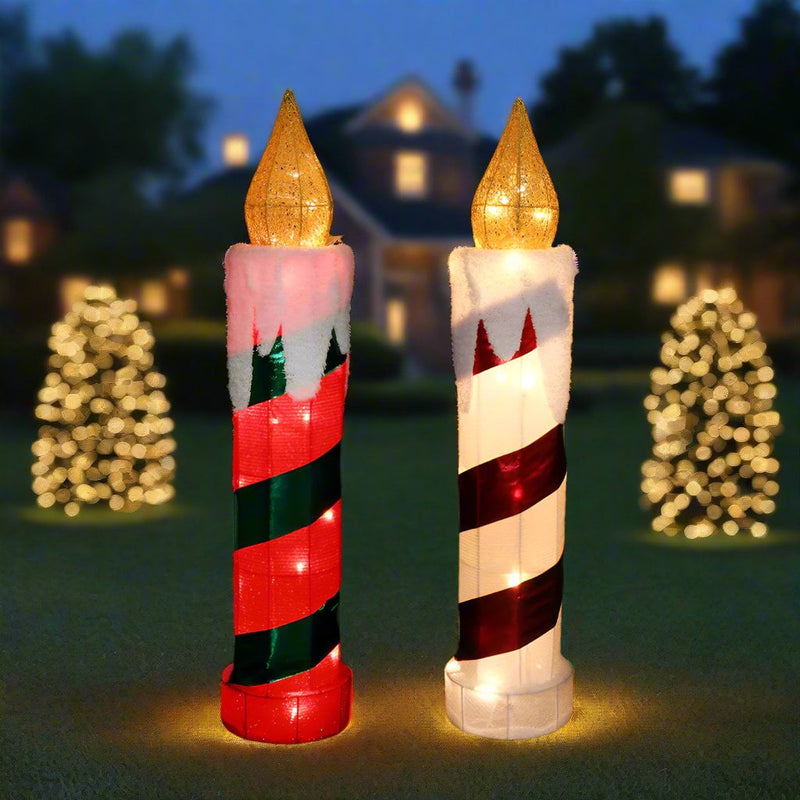 LED Tinsel Candle 77cm Twinkle, available in 2 Colors - Red & Green Payday Deals