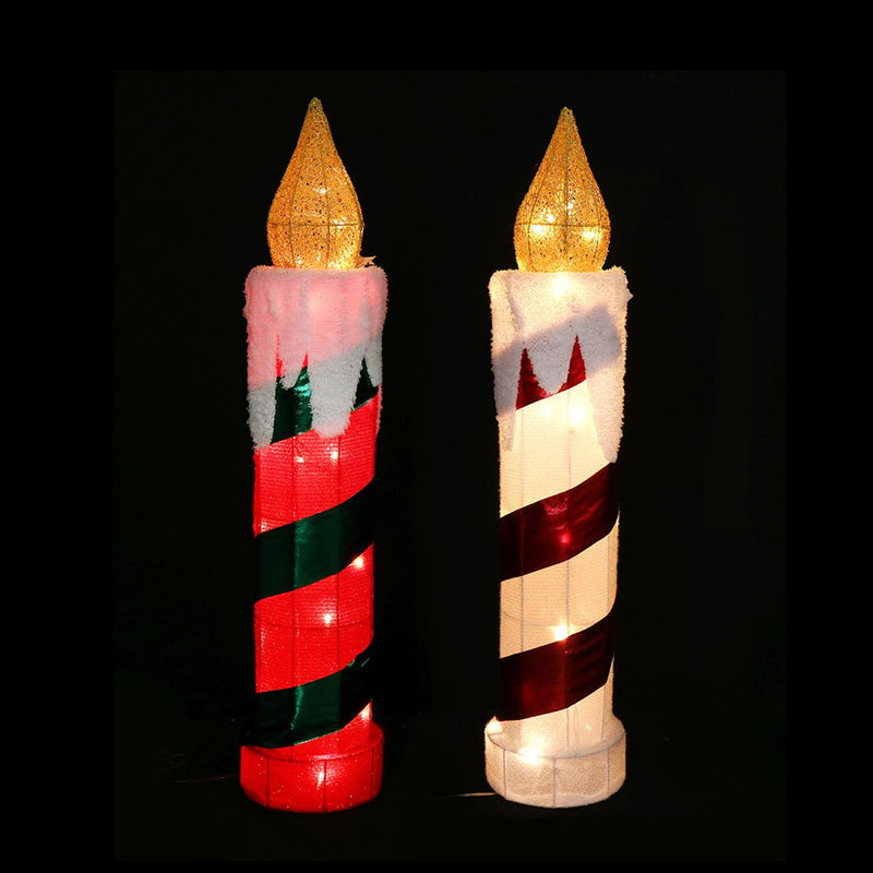 LED Tinsel Candle 77cm Twinkle, available in 2 Colors - Red & Green Payday Deals