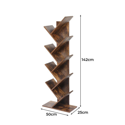 Levede 8-Tier Bookshelf Wooden Tree Bookcase Storage Home Decor Display Stand Payday Deals