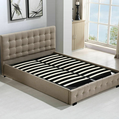 Levede Bed Frame Base With Gas Lift Double Size Platform Fabric Payday Deals