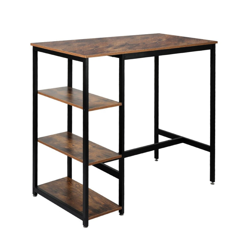 Levede High Bar Table Pub Industrial 3-Tier Storage Shelf Wooden Cafe 110CMX60CM Payday Deals