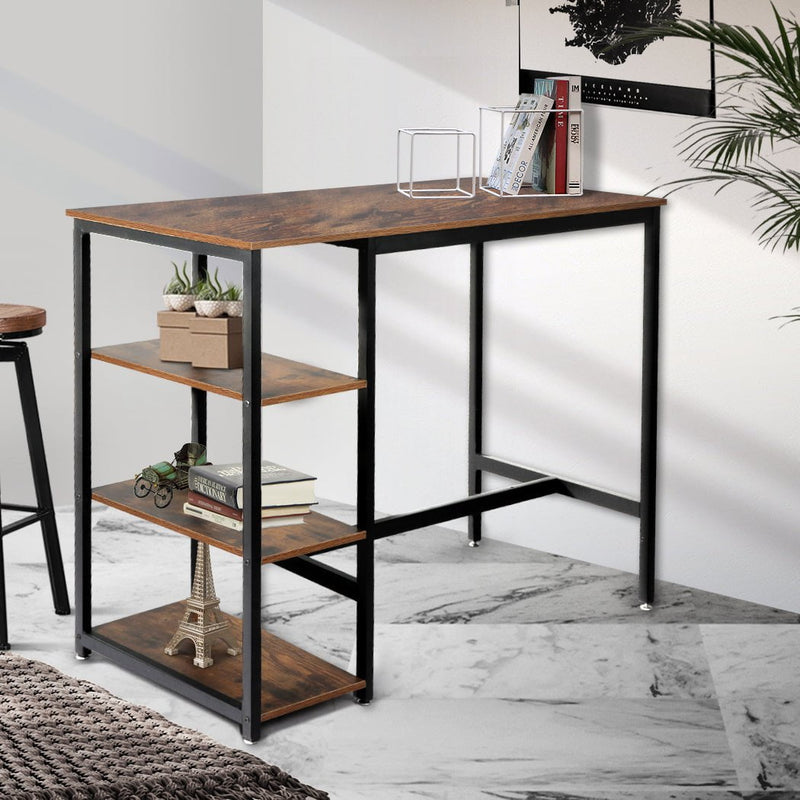 Levede High Bar Table Pub Industrial 3-Tier Storage Shelf Wooden Cafe 110CMX60CM Payday Deals