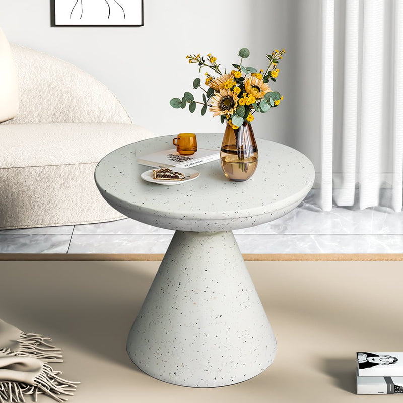 Levede Side Table Terrazzo Coffee Tables Modern Hourglass Stool Stand Beige 51cm Payday Deals
