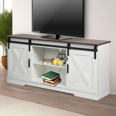 Levede TV Cabinet Entertainment Unit Stand Wooden Table Sliding Barn Door Payday Deals