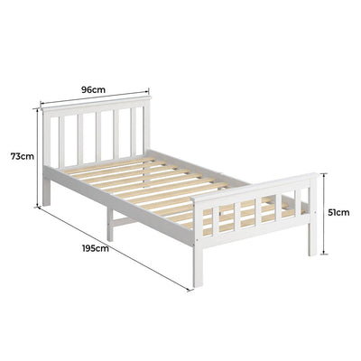 Levede Wooden Bed Frame Single Size Mattress Base Solid  Pine Wood White Payday Deals