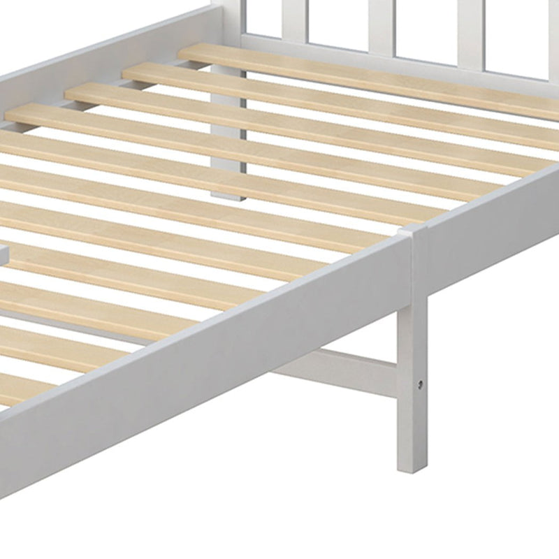 Levede Wooden Bed Frame Single Size Mattress Base Solid  Pine Wood White Payday Deals