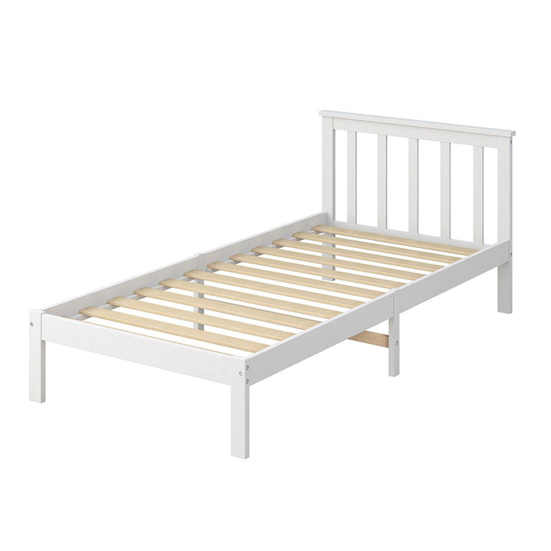 Levede Wooden Bed Frame Single Size Mattress Base Timber White Payday Deals