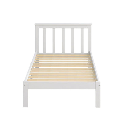 Levede Wooden Bed Frame Single Size Mattress Base Timber White Payday Deals