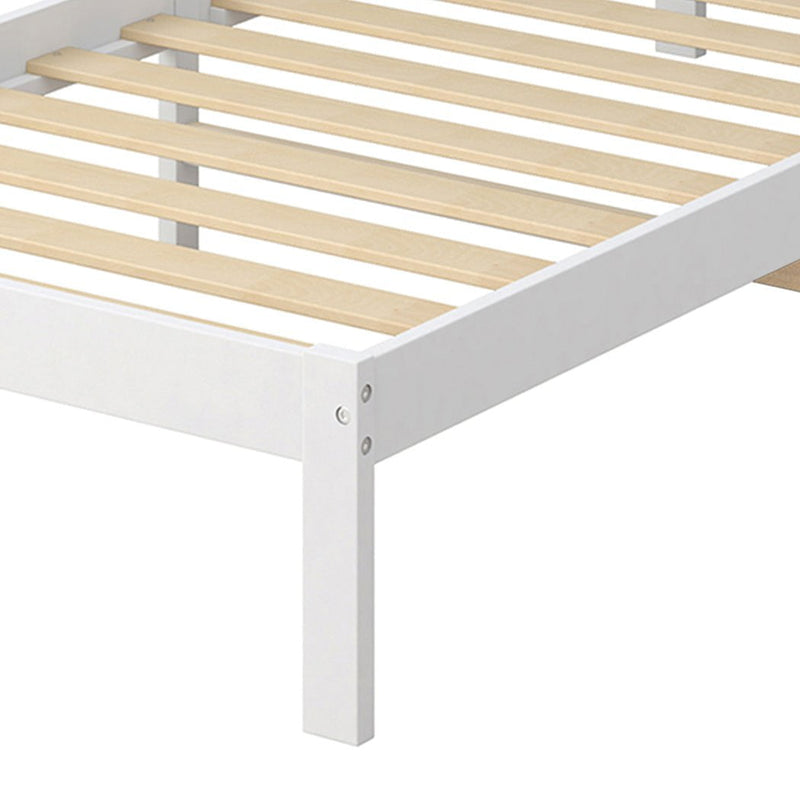 Levede Wooden Bed Frame Single Size Mattress Base Timber White Payday Deals