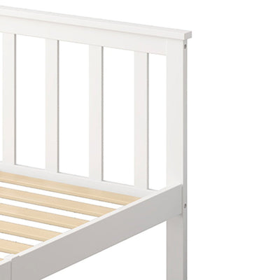 Levede Wooden Bed Frame Single Size Mattress Base Timber White Payday Deals