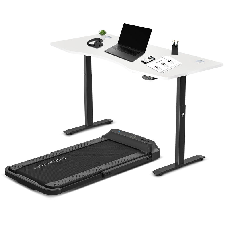 Lifespan Fitness V-FOLD Treadmill with ErgoDesk Automatic Standing Desk 1800mm in White/Black Payday Deals