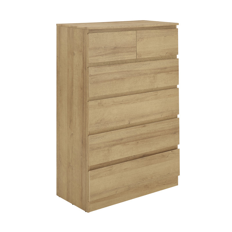 Light Oak 6 Drawers Chest of Drawers Tallboy Dresser Stylish & Space-Saving Storage Solution Payday Deals