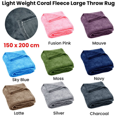 Light Weight Coral Fleece Throw Rug 150x200 cm Fusion Pink Payday Deals