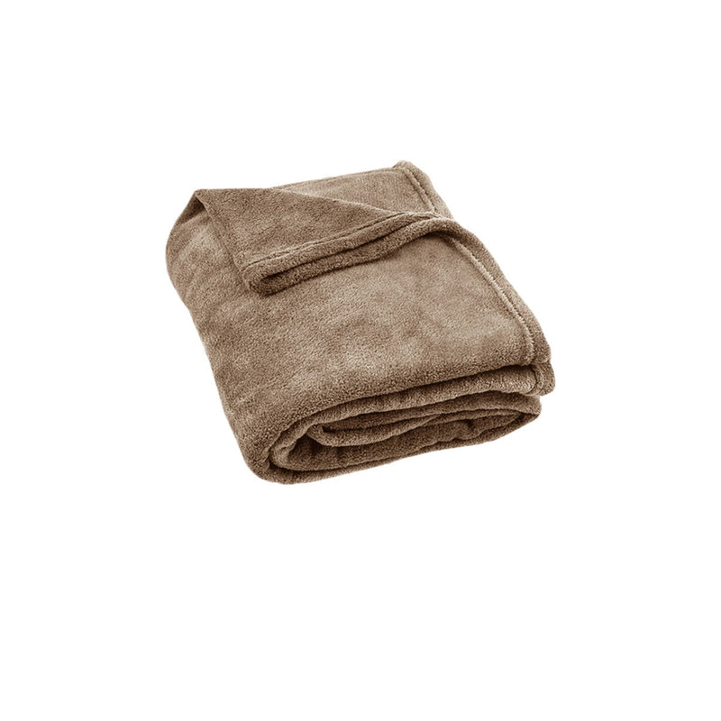 Light Weight Coral Fleece Throw Rug 150x200 cm Latte Payday Deals