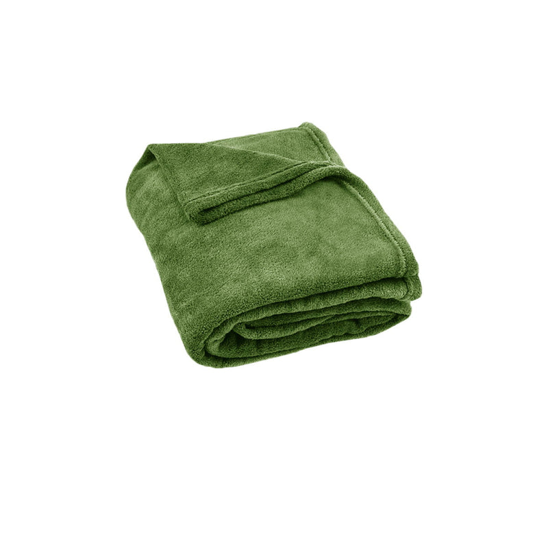 Light Weight Coral Fleece Throw Rug 150x200 cm Moss Payday Deals