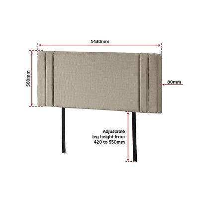Linen Fabric Double Bed Deluxe Headboard Bedhead - Beige Payday Deals