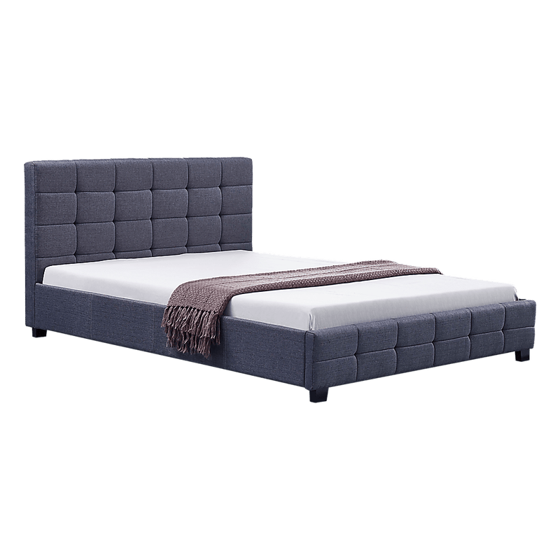 Linen Fabric Double Deluxe Bed Frame Grey Payday Deals