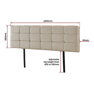 Linen Fabric King Bed Deluxe Headboard Bedhead - Beige Payday Deals