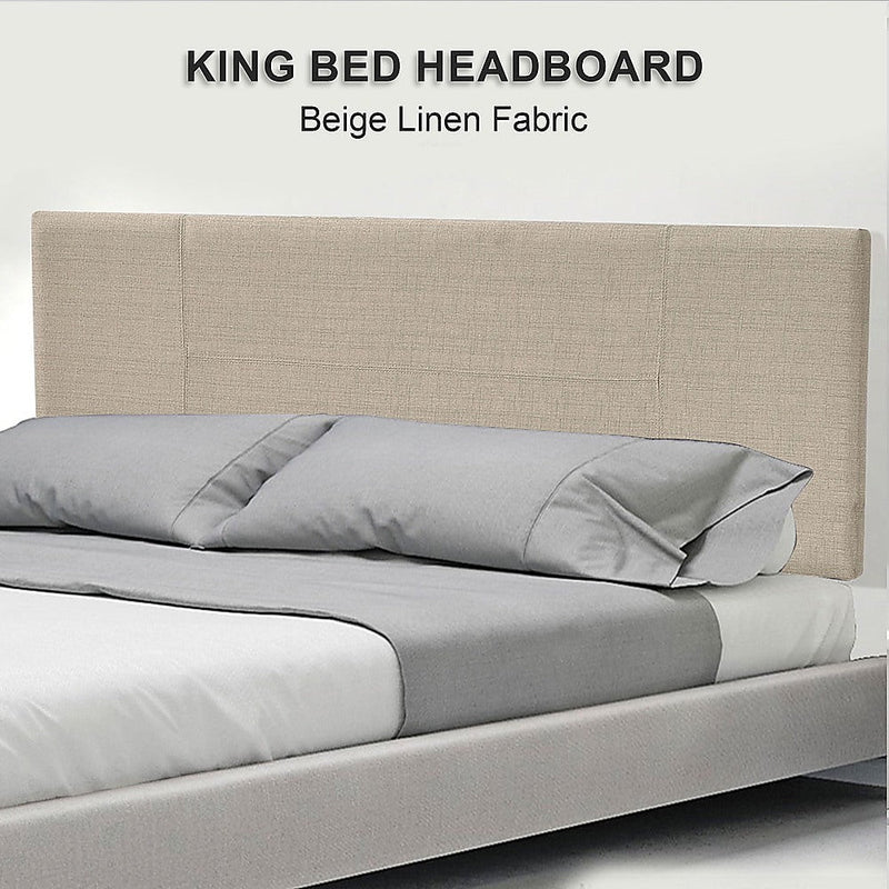 Linen Fabric King Bed Headboard Bedhead - Beige Payday Deals