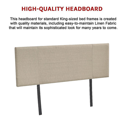 Linen Fabric King Bed Headboard Bedhead - Beige Payday Deals