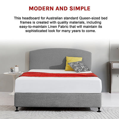 Linen Fabric Queen Bed Curved Headboard Bedhead - Night Ash Payday Deals