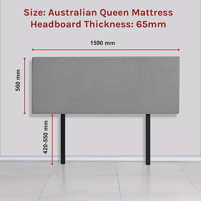 Linen Fabric Queen Bed Deluxe Headboard Bedhead - Night Ash Payday Deals