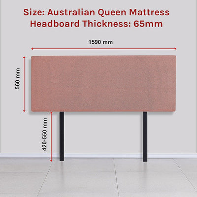 Linen Fabric Queen Bed Deluxe Headboard Bedhead - Pearl Copper Brown Payday Deals