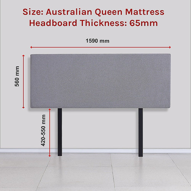 Linen Fabric Queen Bed Deluxe Headboard Bedhead - Slate Ash Payday Deals
