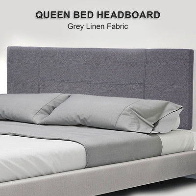 Linen Fabric Queen Bed Headboard Bedhead - Grey Payday Deals