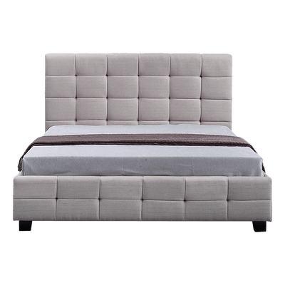 Linen Fabric Queen Deluxe Bed Frame Beige Payday Deals