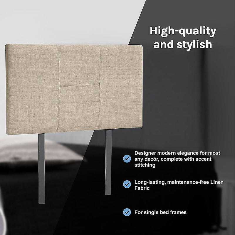 Linen Fabric Single Bed Headboard Bedhead - Beige Payday Deals