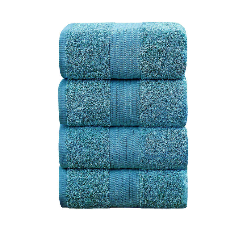 Linenland 4 Piece Cotton Bath Towels Set - Blue Payday Deals